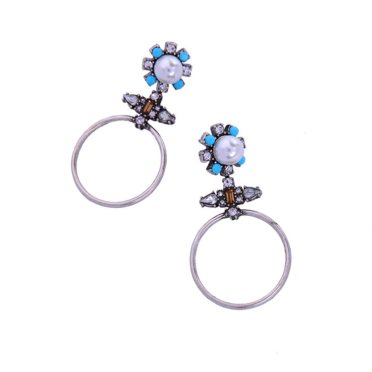 Fashion Silver Color Circular Ring Decorated Simple Earrings,Drop Earrings