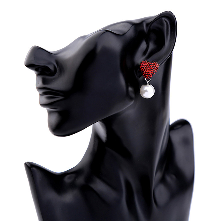 Fashion Red+black Poker Shape Pendant Decorated Earrings (4pcs),Drop Earrings