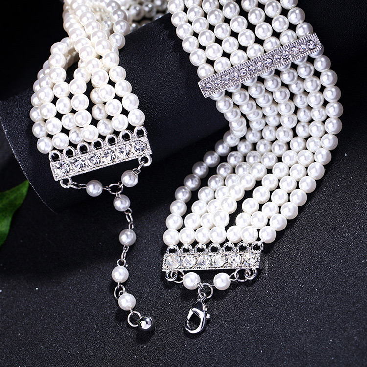 Fashion White Pearls Decorated Multi-layer Choker,Beaded Necklaces