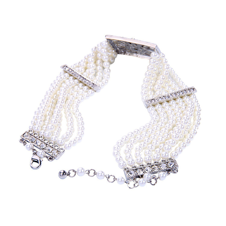 Fashion White Pearls Decorated Multi-layer Choker,Beaded Necklaces