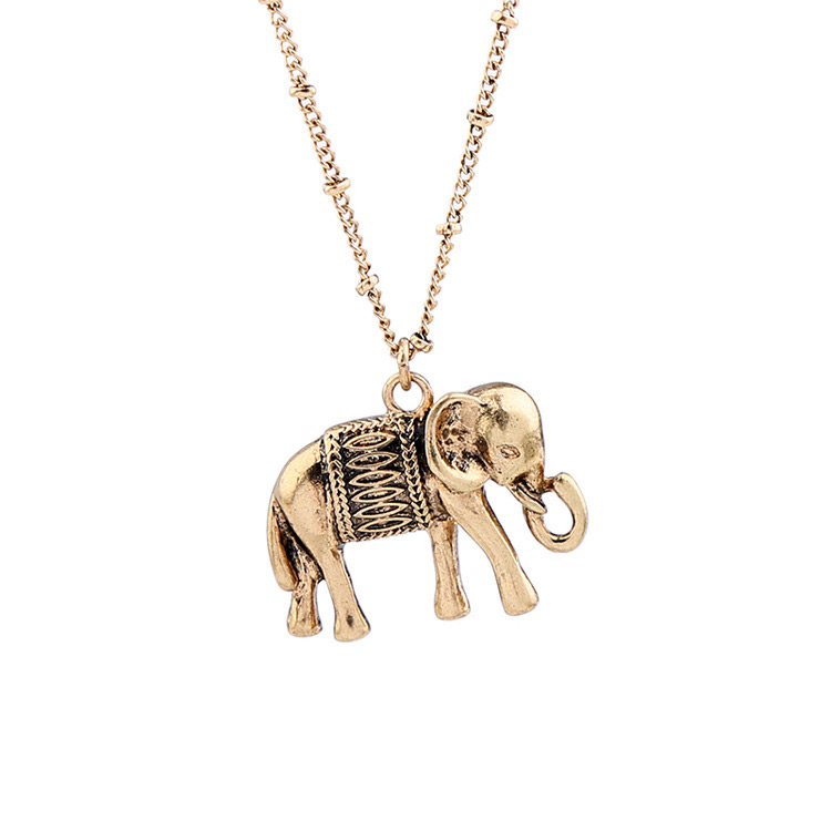 Fashion Gold Color+green Elephant Pendant Decorated Multi-layer Necklace,Multi Strand Necklaces