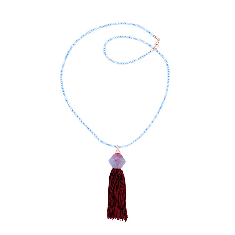 Fashion Beige Tassel Pendant Decorated Necklace,Thin Scaves