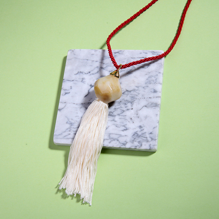 Fashion Beige Tassel Pendant Decorated Necklace,Thin Scaves