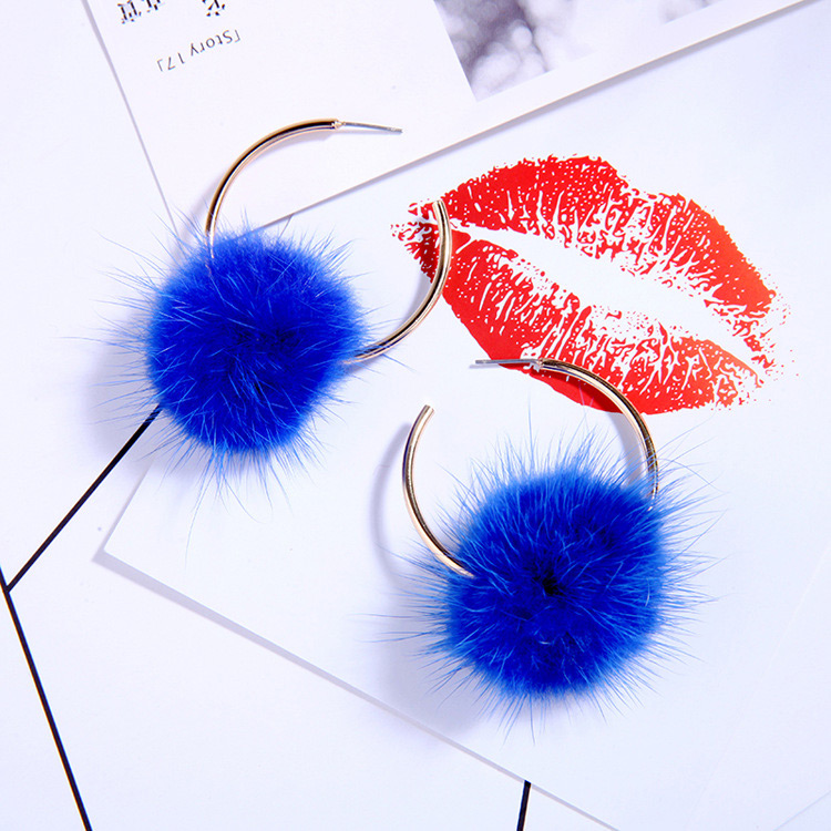 Fashion Red Fuzzy Ball Decorated Pure Color Earrings,Drop Earrings