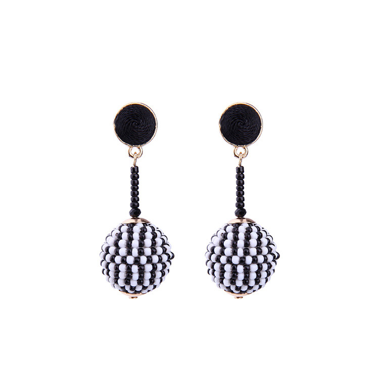 Fashion White+black Balls Shape Design Beads Earrings,Drop Earrings