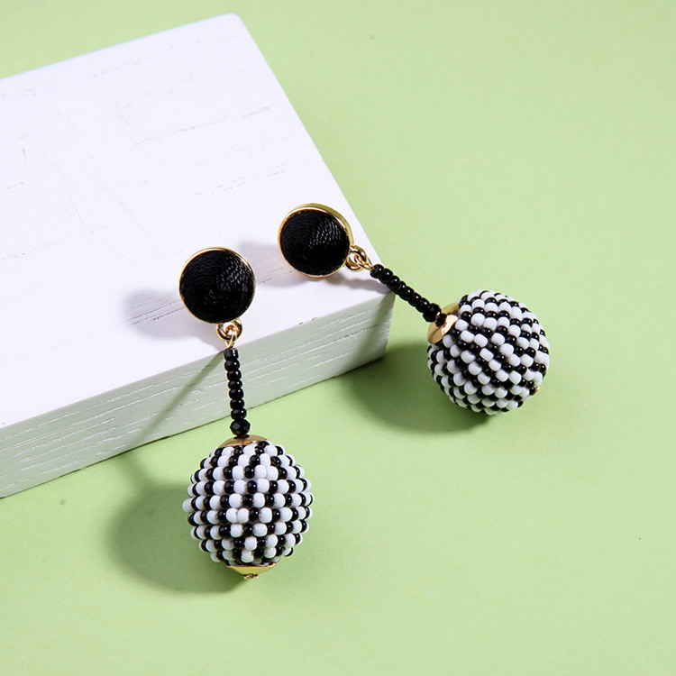 Fashion White+black Balls Shape Design Beads Earrings,Drop Earrings