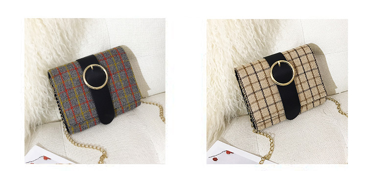 Fashion Brown Grid Pattern Decorated Square Shape Bag,Shoulder bags
