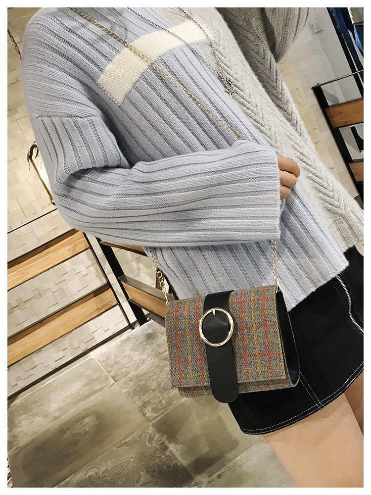 Fashion Brown Grid Pattern Decorated Square Shape Bag,Shoulder bags