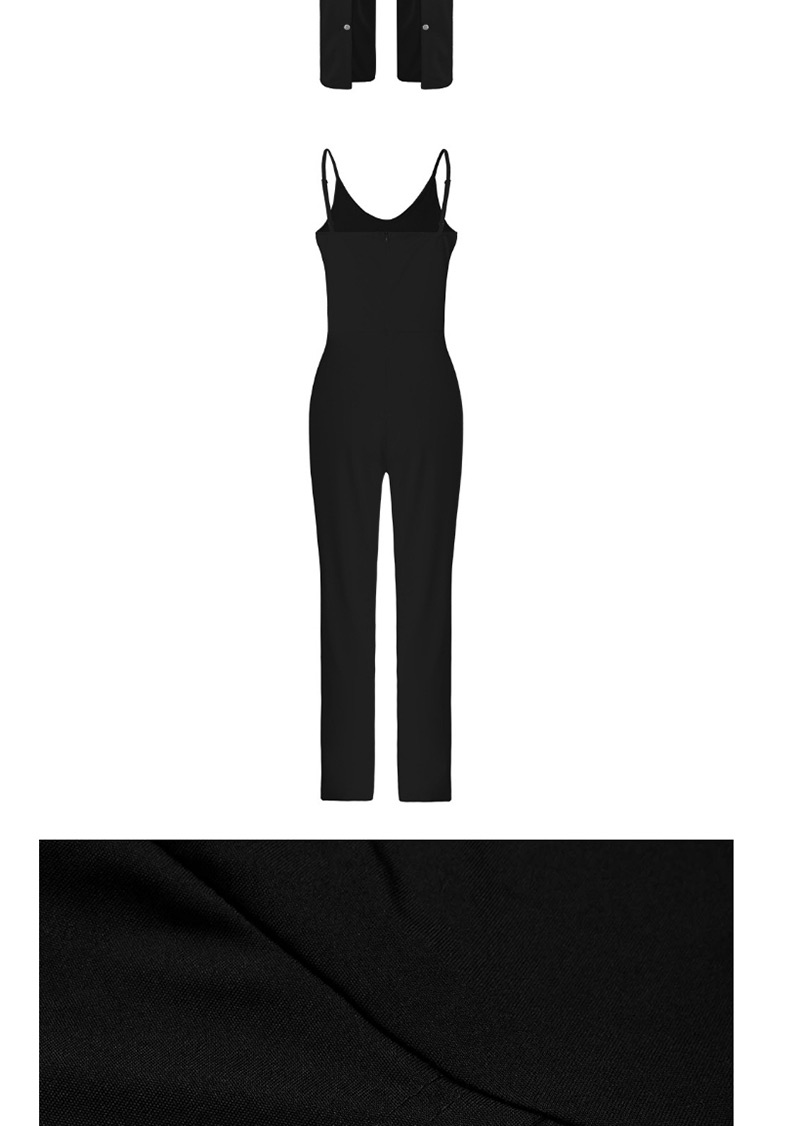 Fashion Black Rivet Decorated Jumpsuit,Pants