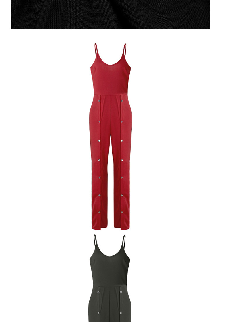 Fashion Red Rivet Decorated Jumpsuit,Pants