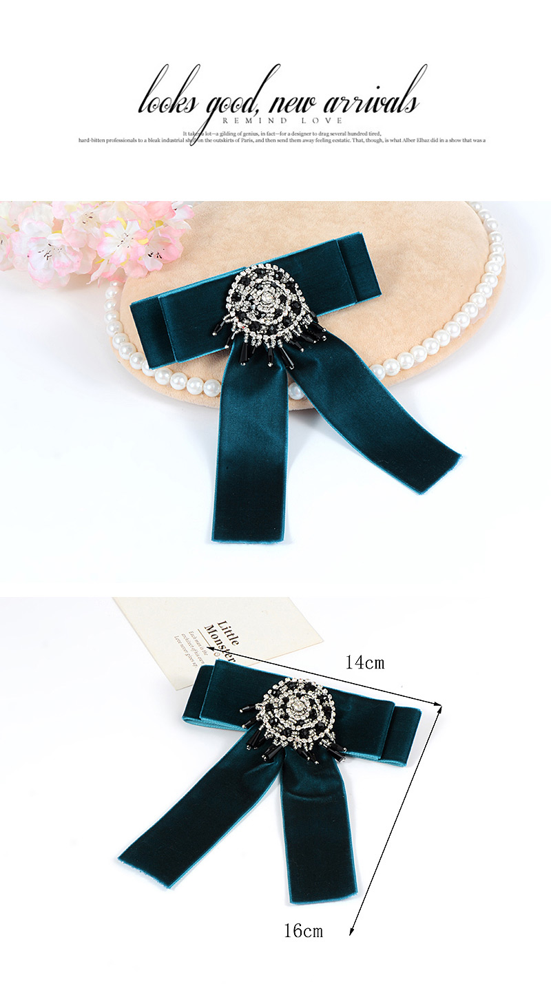 Fashion Sapphire Blue Bead Decorated Bowknot Brooch,Korean Brooches