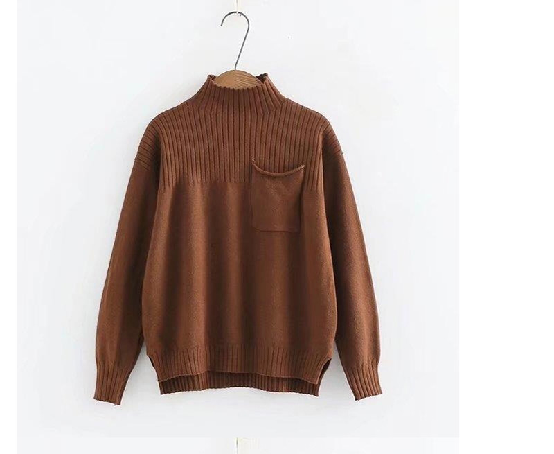 Fashion Dark Red Pure Color Decorated Simple Sweater,Sweater