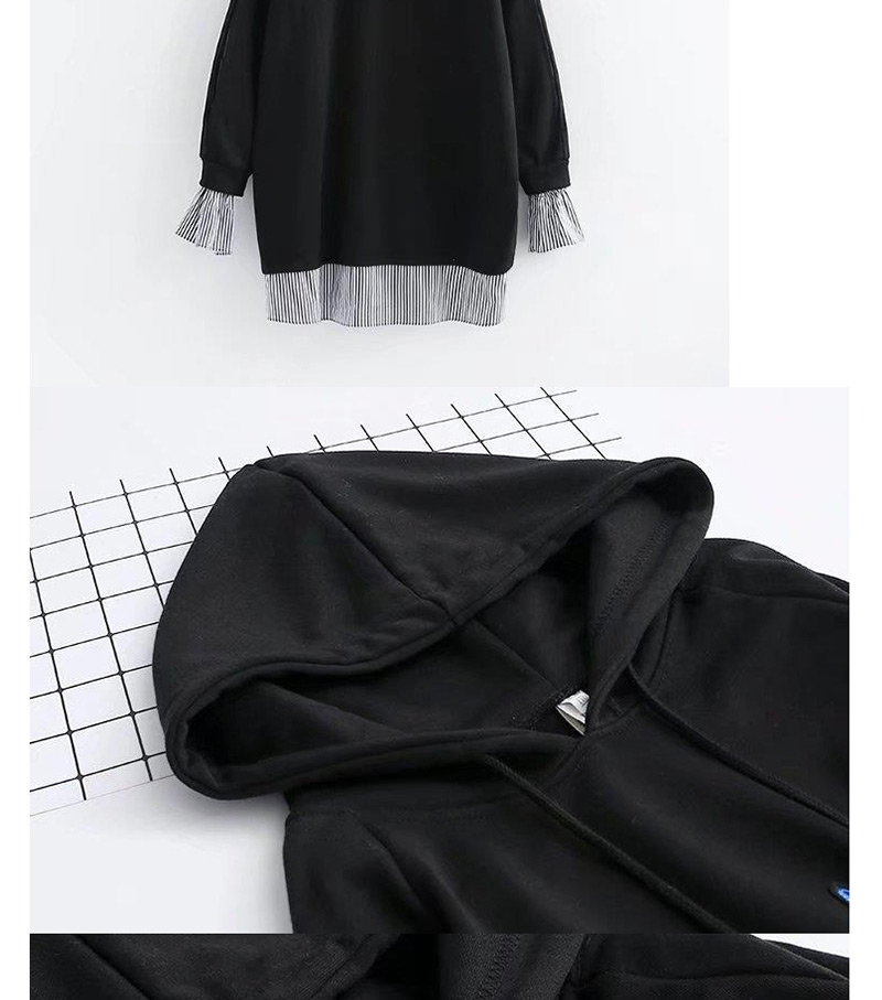 Fashion Black Letter Pattern Decorated Patchwork Hoodie,Sweatshirts