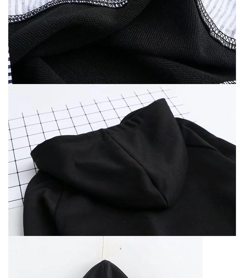Fashion Black Letter Pattern Decorated Patchwork Hoodie,Sweatshirts