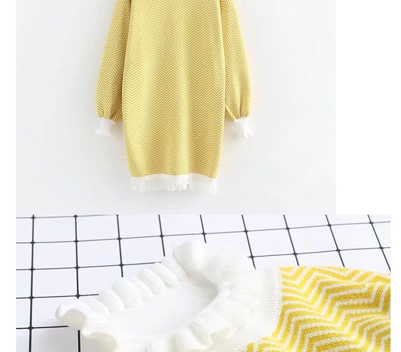 Fashion Yellow Tassel Decorated Long Sleeves Long Sweater,Sweater