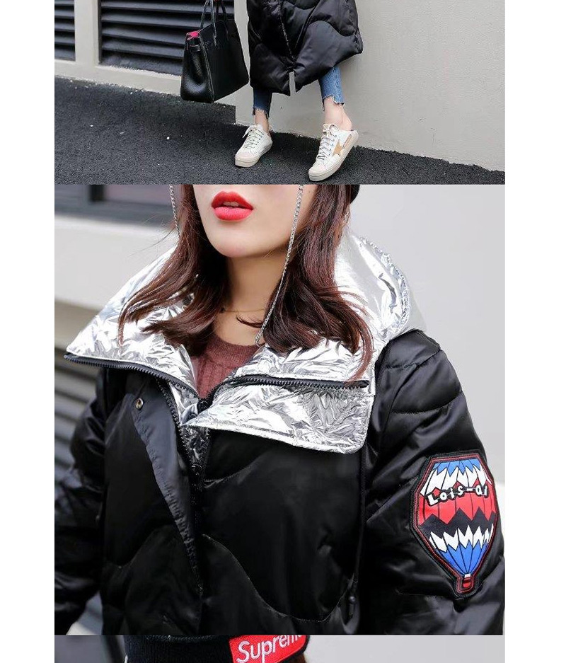 Fashion Black Graffiti Pattern Decorated Thicken Down Coat,Coat-Jacket