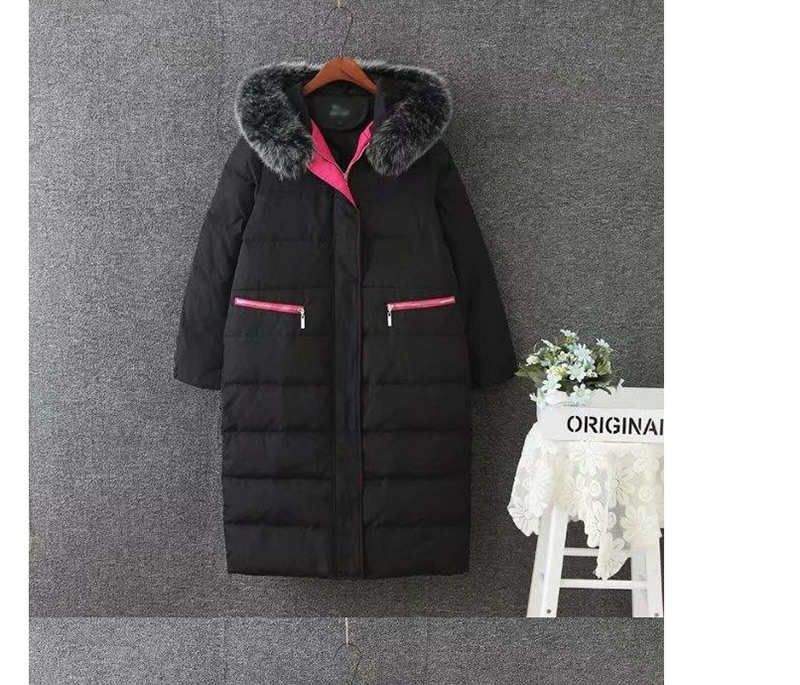 Fashion Black Zippers Decorated Thicken Long Down Coat,Coat-Jacket
