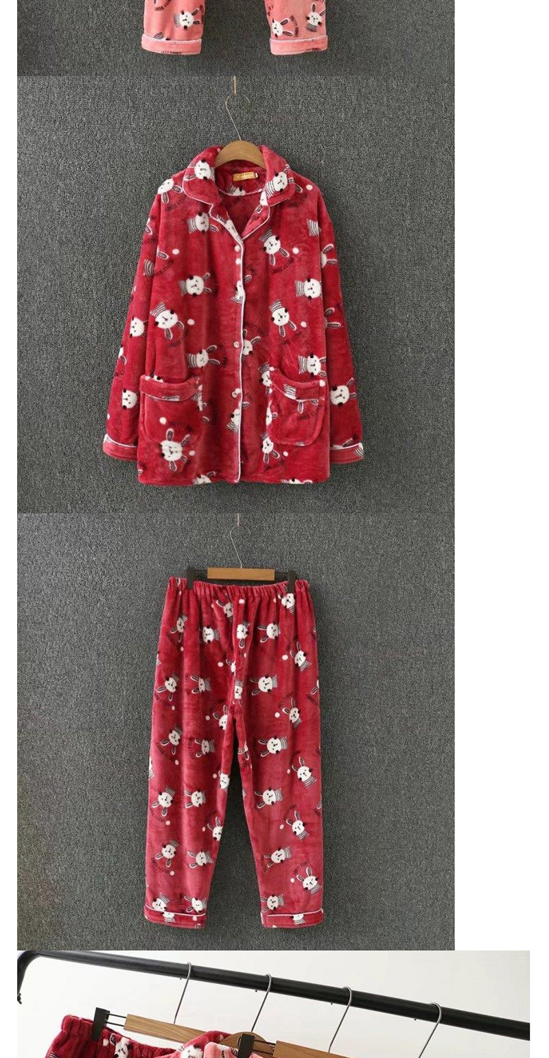 Fashion Red Rabbit Pattern Decorated Warming Pajamas Suit,CURVE SLEEP & LOUNGE