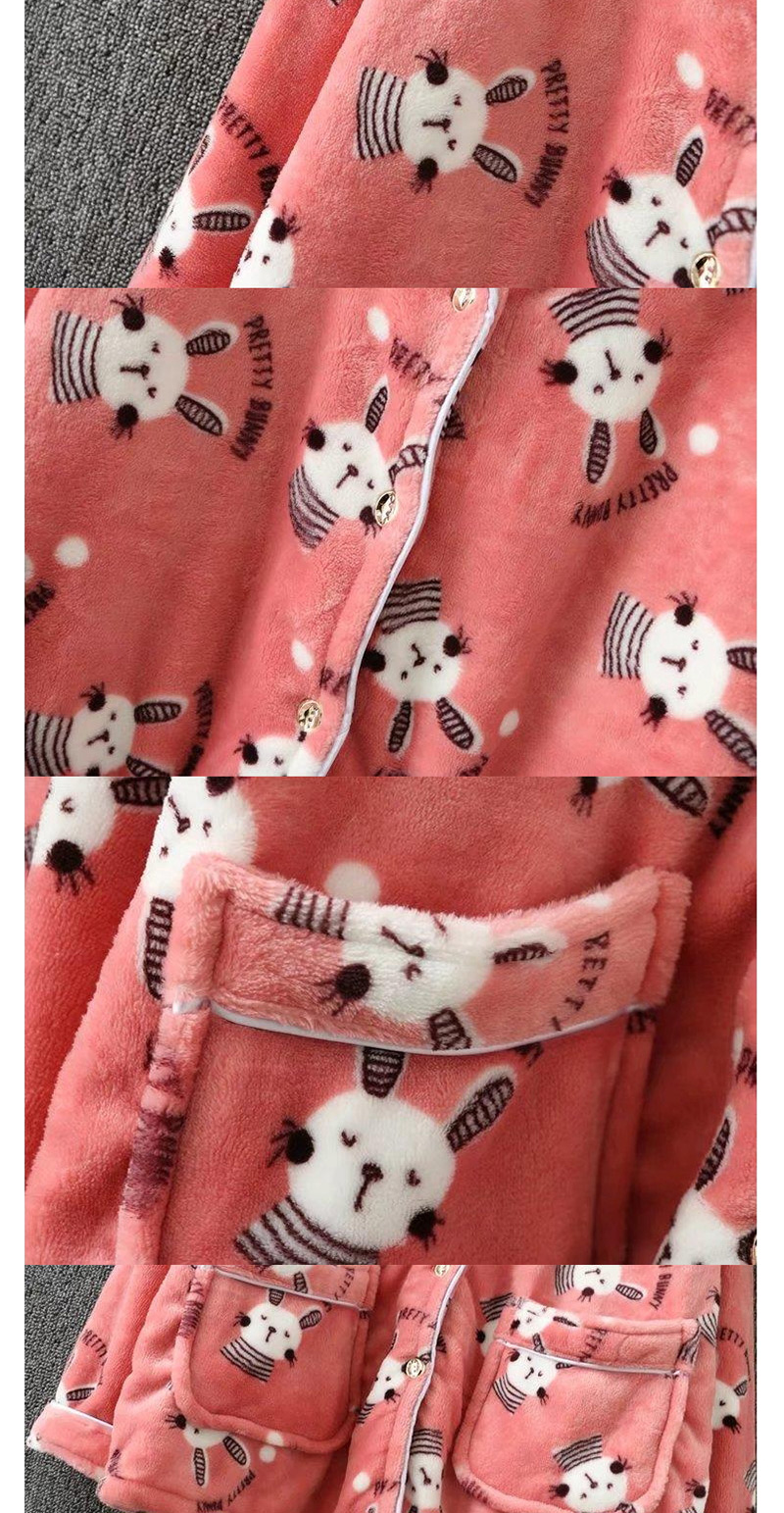 Fashion Pink Rabbit Pattern Decorated Warming Pajamas Suit,CURVE SLEEP & LOUNGE