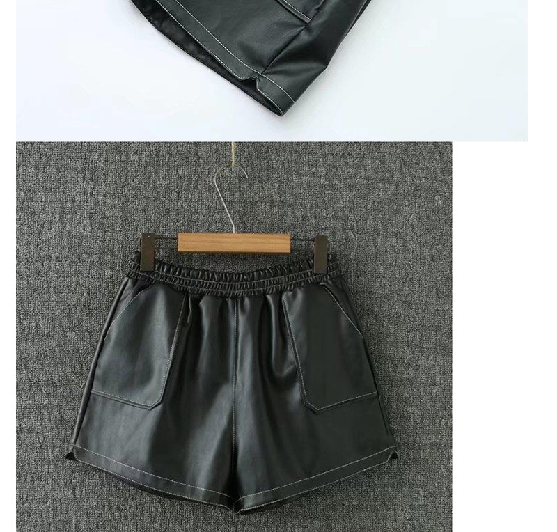 Fashion Black Pure Color Deccorated Simple Shorts,Shorts