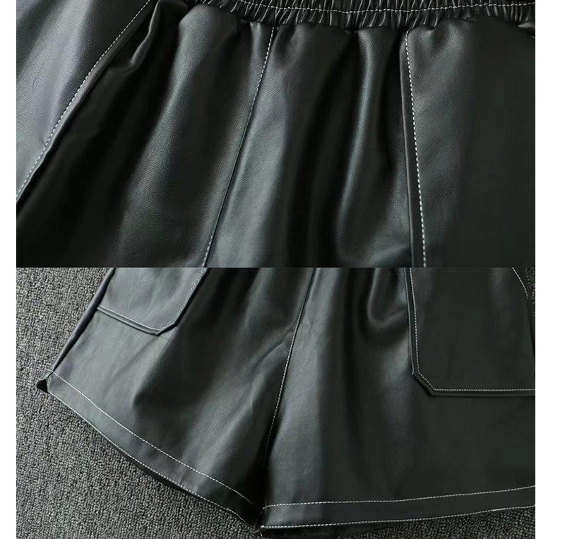 Fashion Black Pure Color Deccorated Simple Shorts,Shorts