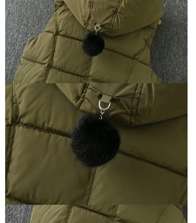 Fashion Green Fuzzy Ball Decorated Pure Color Long Jacket,Coat-Jacket