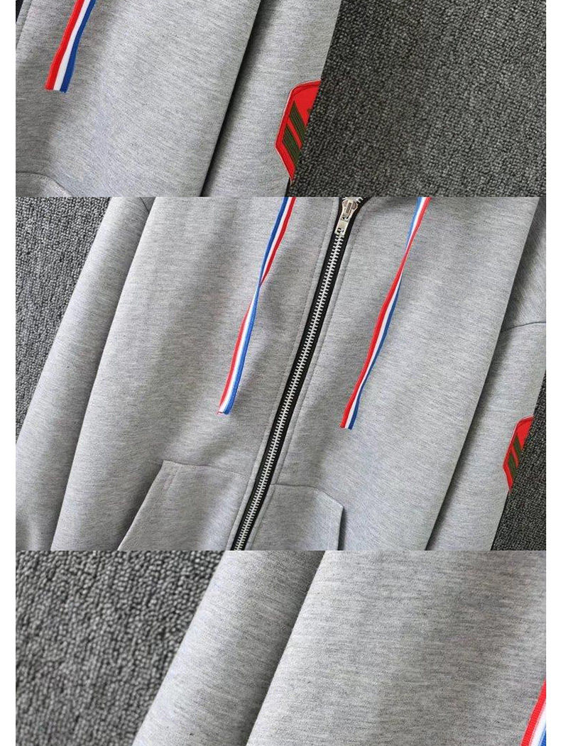 Fashion Light Gray Zippers Decorated Thicken Long Hoodie,Coat-Jacket