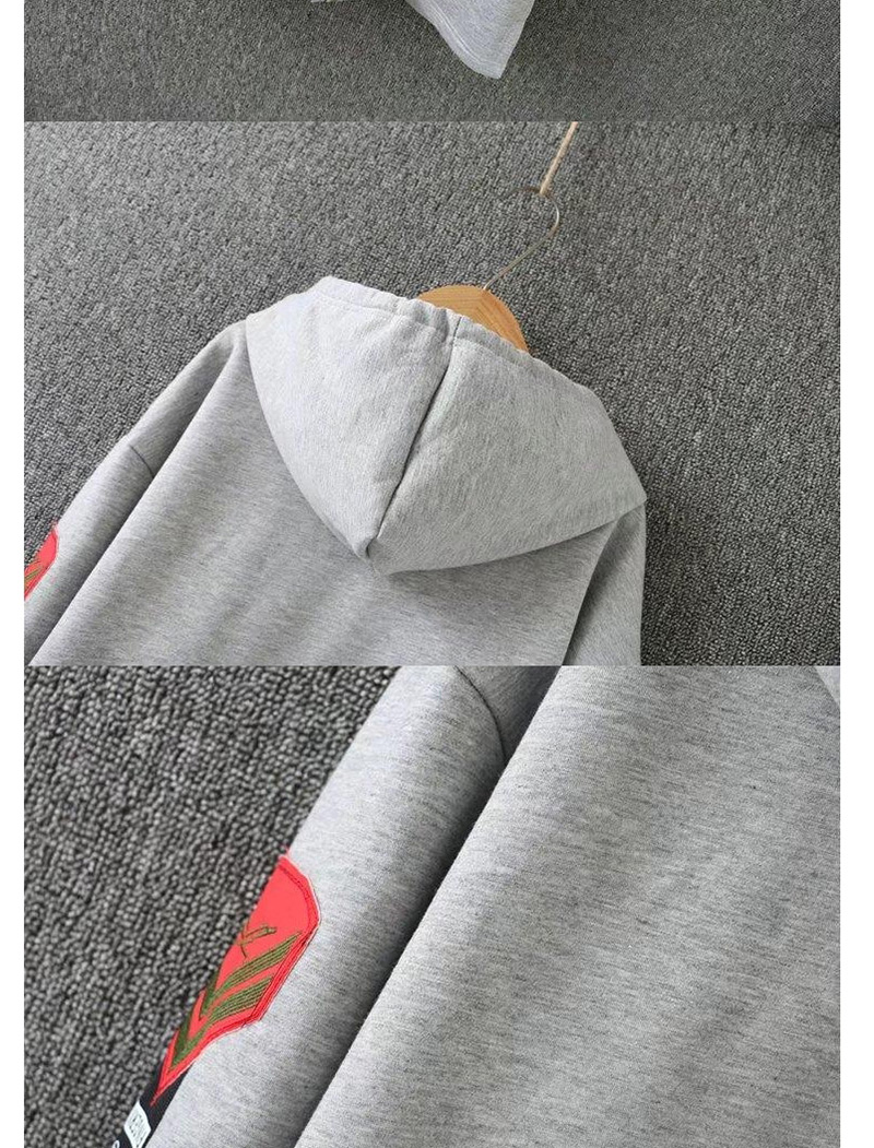 Fashion Light Gray Zippers Decorated Thicken Long Hoodie,Coat-Jacket