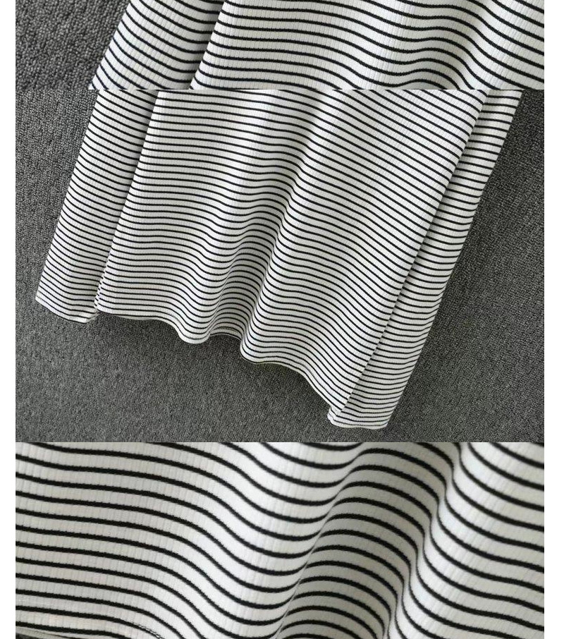 Fashion Black Stripe Pattern Decorated V Neckline Shirt,Sweatshirts