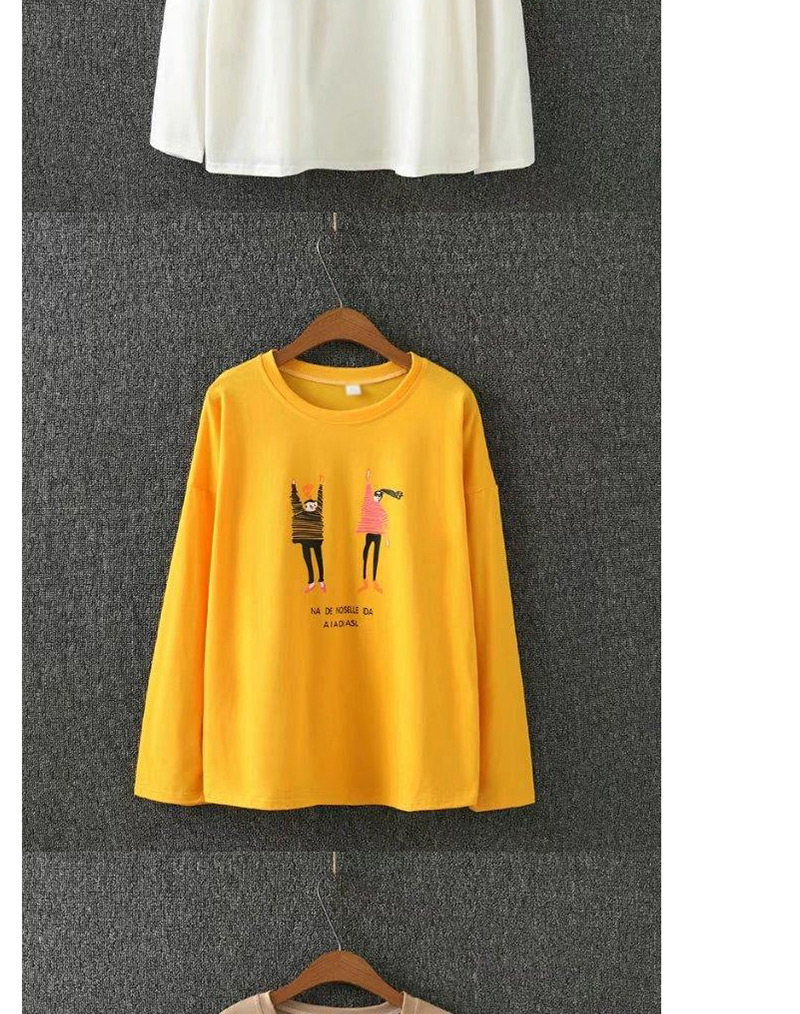 Fashion Yellow Boy&girl Pattern Decorated Round Neckline Shirt,Sweatshirts