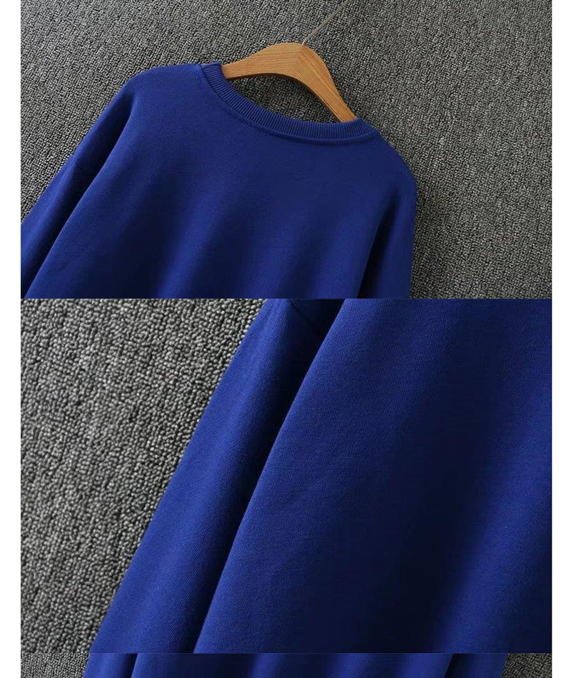 Fashion Sapphire Blue Beauty Pattern Decorated Round Neckline Hoodie,Sweatshirts