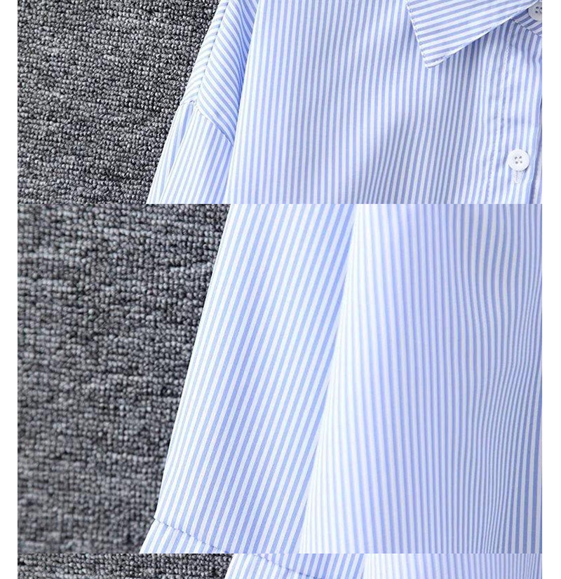 Fashion Blue Stripe Pattern Decorated Long Sleeves Shirt,Sweatshirts