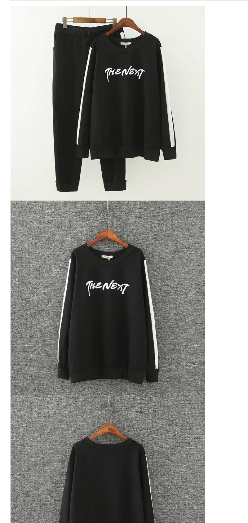 Fashion Black Letter Pattern Decorated Simple Suits,Sweatshirts