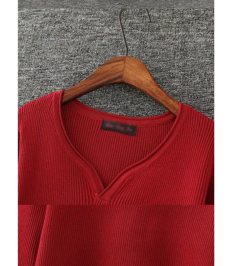 Fashion Black Heart Shape Neckline Design Pure Color Sweater,Sweater