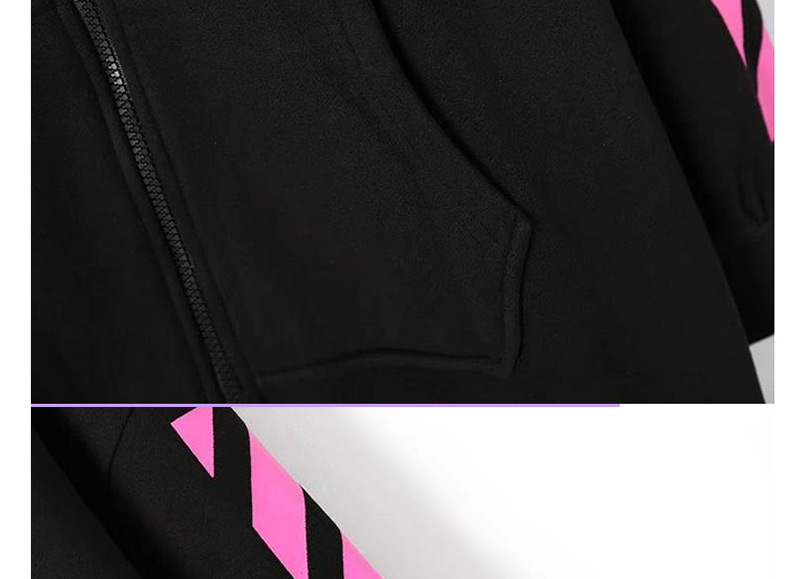 Fashion Black Stripe Pattern Decorated Thicken Hoodie,Sweatshirts