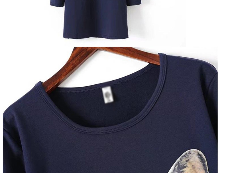 Fashion Navy Cats Pattern Decorated Long Dress,Sweatshirts