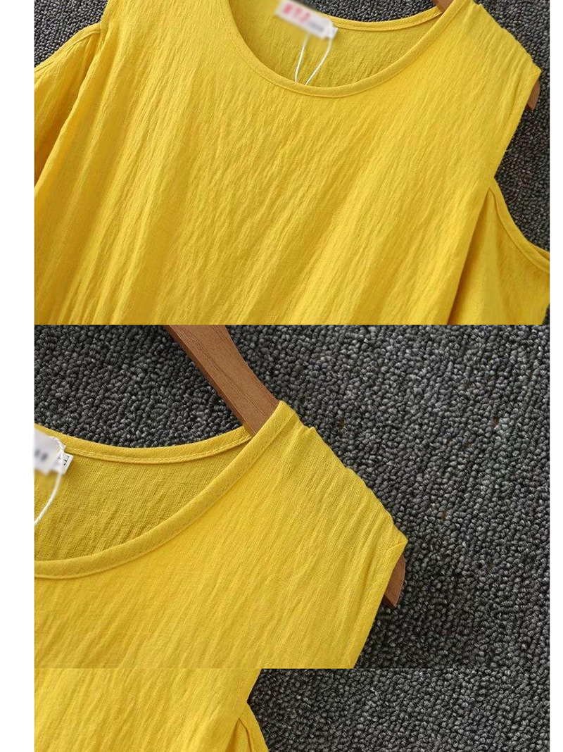 Fashion Yellow Pure Color Decorated A Shape Desing Dress,Mini & Short Dresses