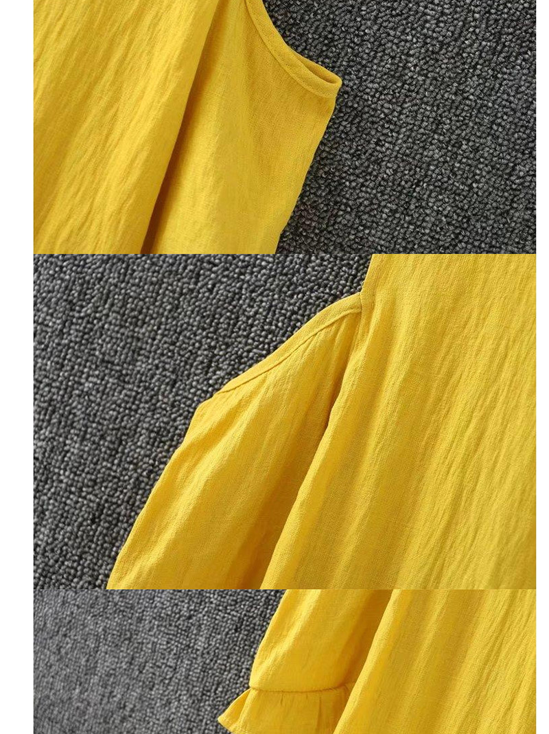 Fashion Yellow Pure Color Decorated A Shape Desing Dress,Mini & Short Dresses