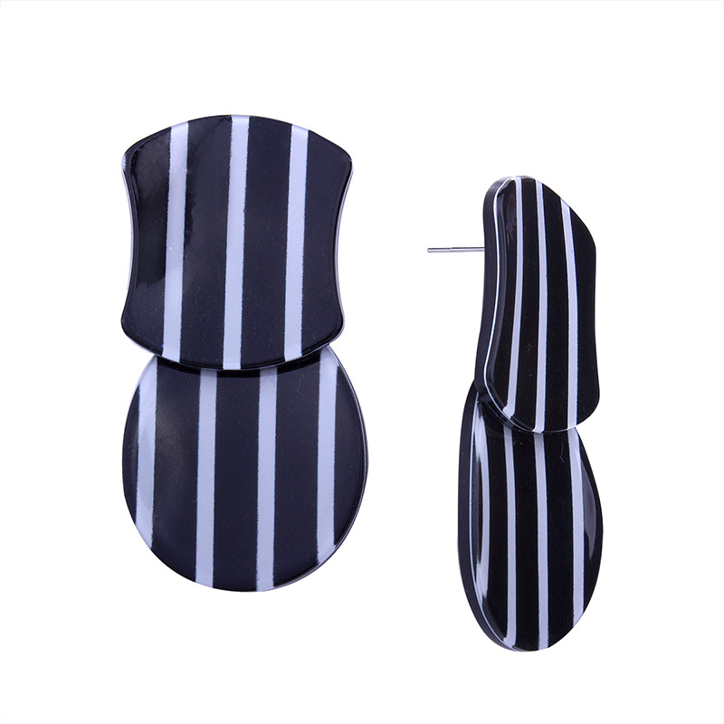 Fashion White+black Stripe Pattern Decorated Earrings,Stud Earrings
