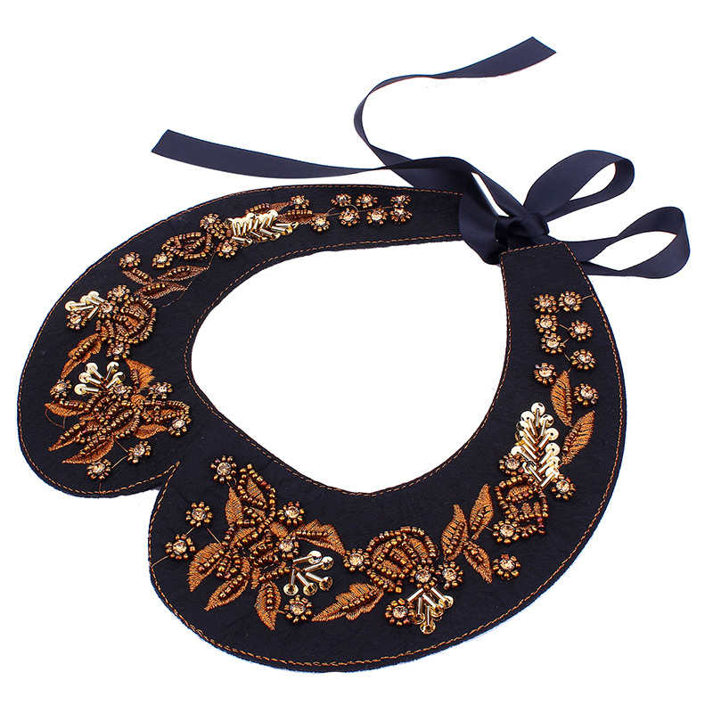 Fashion Brown Flower&diamond Decorated Embroidery Choker,Chokers