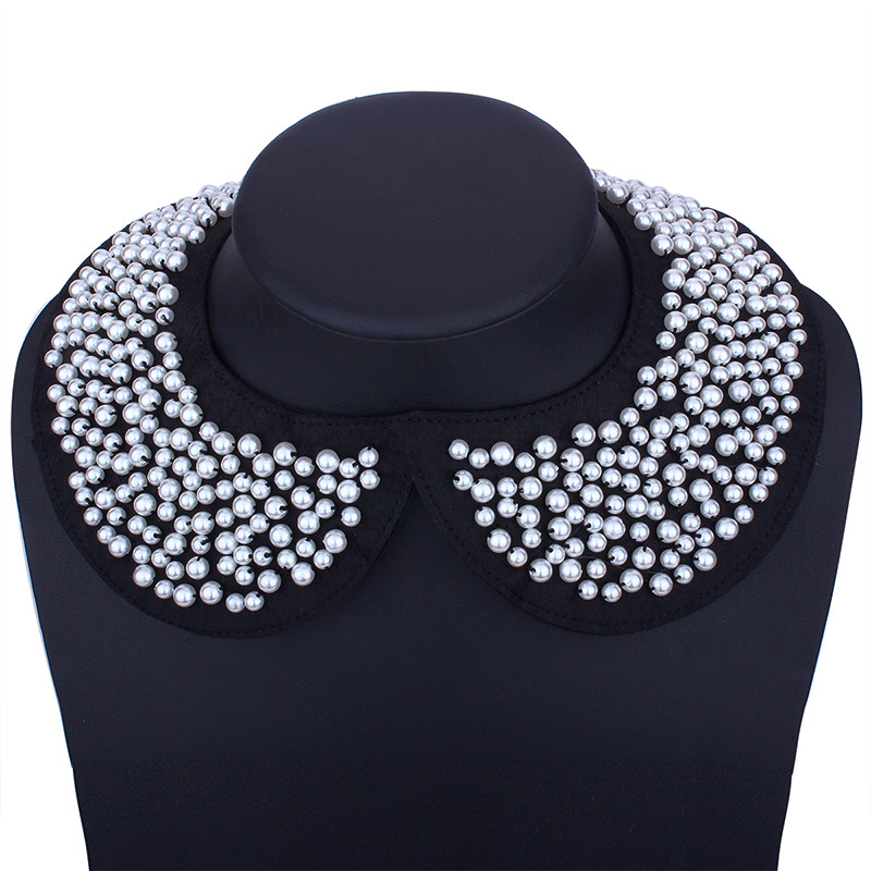 Fashion Silver Color+black Pearls Decorated Round Shape Choker,Chokers