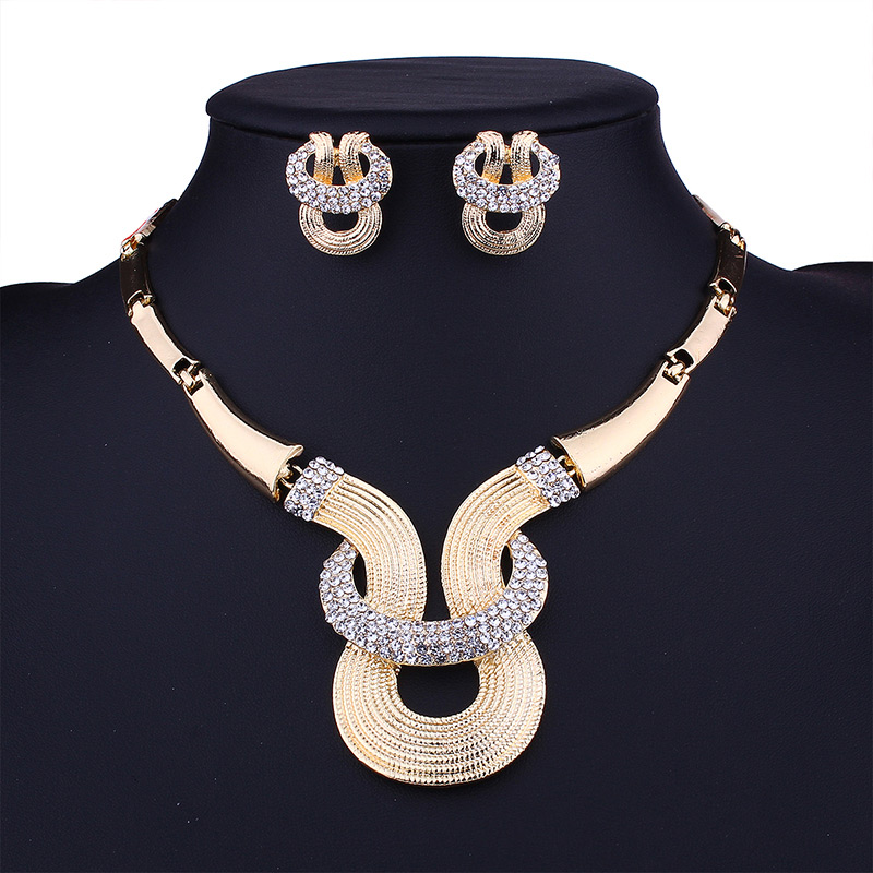 Fashion Silver Color Diamond Decorated Geometric Shape Jewelry Sets,Jewelry Sets