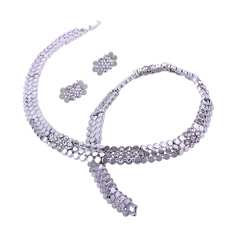 Fashion Silver Color Flower Shape Design Simple Jewelry Sets,Jewelry Sets