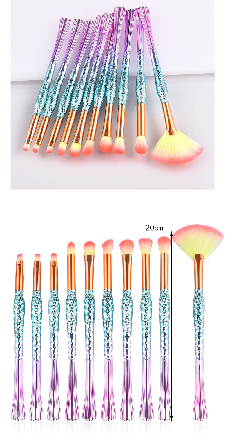 Trendy Yellow+pink Color Mathcing Design Simple Eye Brush(10pcs),Beauty tools