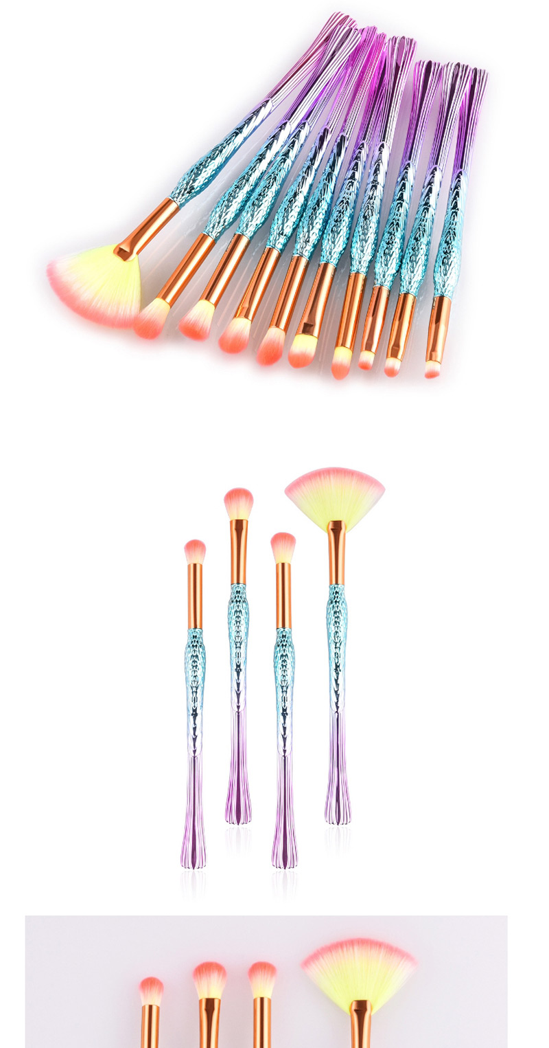 Trendy Yellow+pink Sector Shape Design Simple Eye Brush(4pcs),Beauty tools