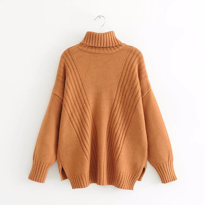 Fashion Red Pure Color Decorated High-neckline Sweater,Sweater