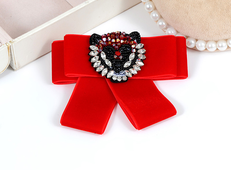 Trendy Red Monkey Pattern Decorated Bowknot Brooch,Korean Brooches