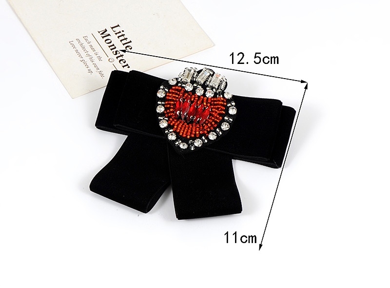 Trendy Black Heart Shape Decorated Bowknot Brooch,Korean Brooches