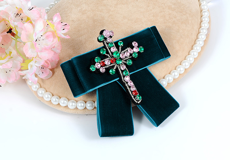 Trendy Navy Cross Shape Decorated Bowknot Brooch,Korean Brooches