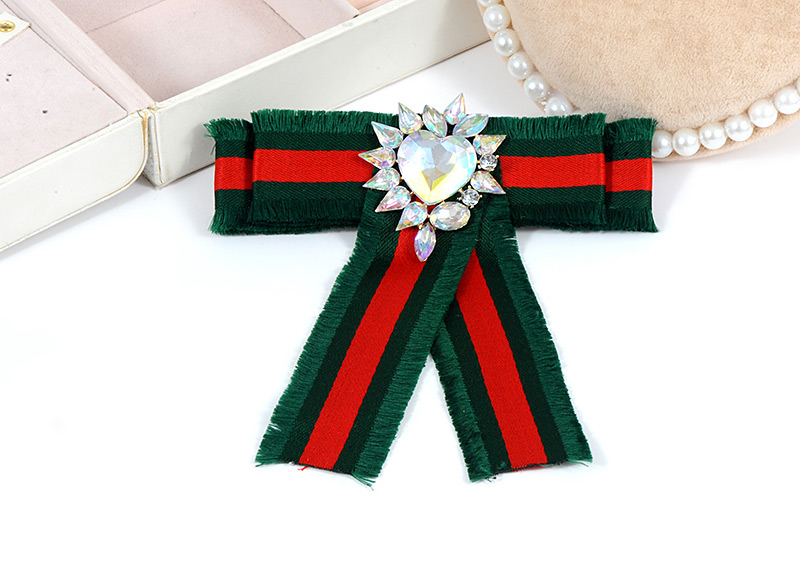 Trendy Multi-color Stripe Pattern Decorated Bowknot Brooch,Korean Brooches